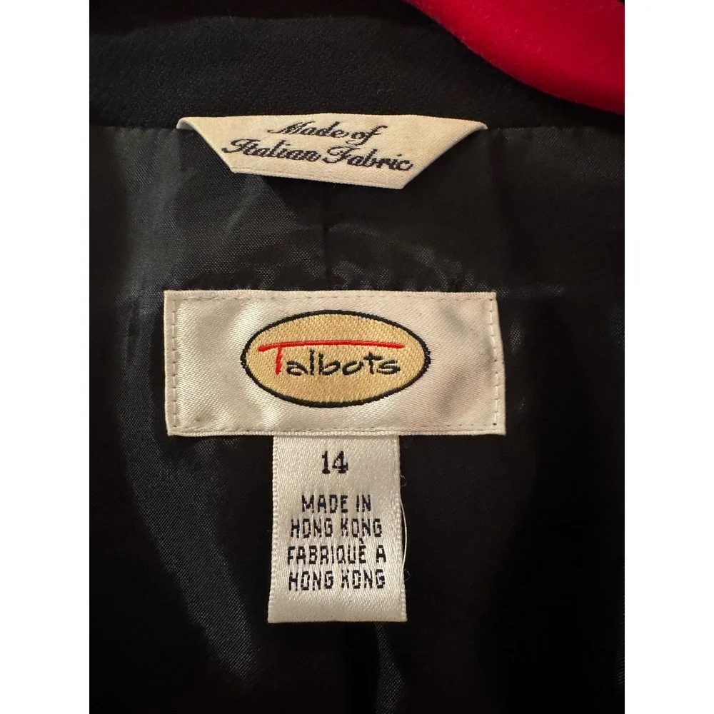 Talbots Womens‎ Black 100% Italian Wool 3-Button Blazer Jacket Size 14